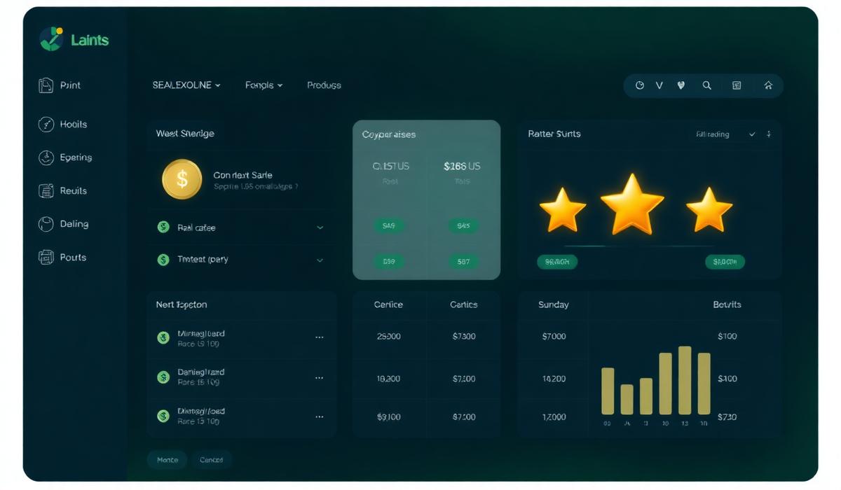 Panel de comparativa de casinos internacionales con puntuaciones y estrellas doradas sobre fondo verde
